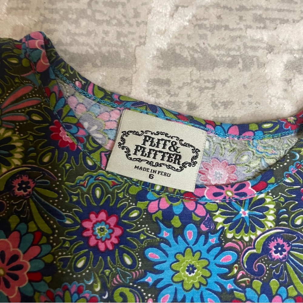 Flit &‎ Flitter size 6 top floral pink green blue - Picture 2 of 2